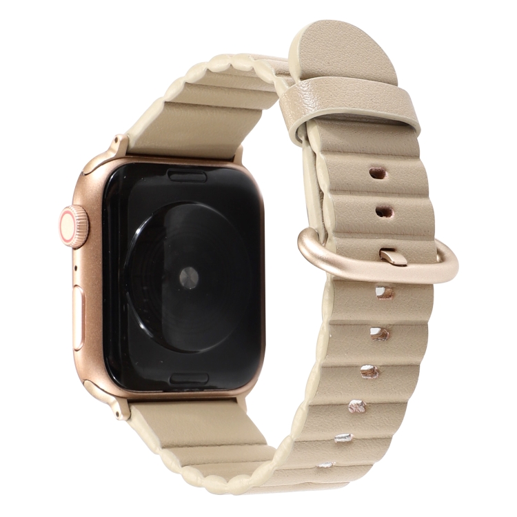 

Loop Stripes Replacement Strap Watchband with Iron Buckle For Apple Watch Series 7 45mm / 6 & SE & 5 & 4 44mm / 3 & 2 & 1 42mm(Champagne Gold)