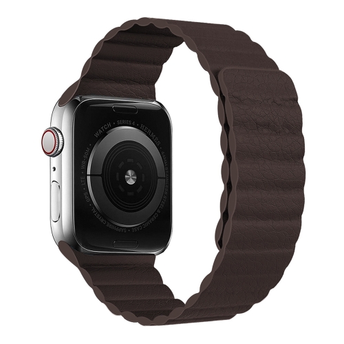 

Two Loop Magnetic Replacement Strap Watchband For Apple Watch Series 6 & SE & 5 & 4 40mm / 3 & 2 & 1 38mm(Dark Brown)