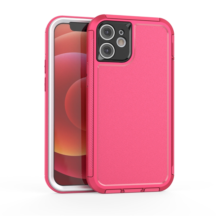

360 All-inclusive Shockproof Precise Hole PC + TPU Protective Case For iPhone 12(Rose Red)