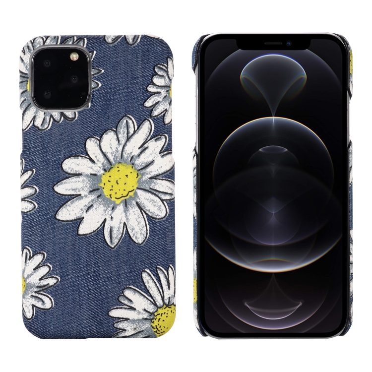 

PC + Denim Texture Printing Protective Case For iPhone 12 / 12 Pro(White Cherysanthemum)