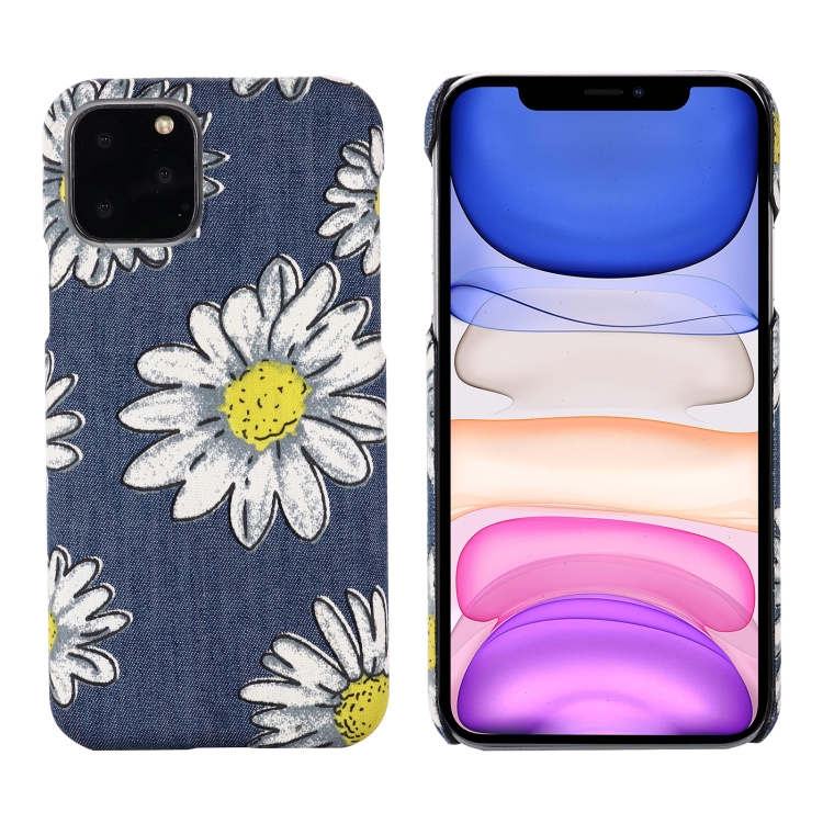 

PC + Denim Texture Printing Protective Case For iPhone 11(White Cherysanthemum)