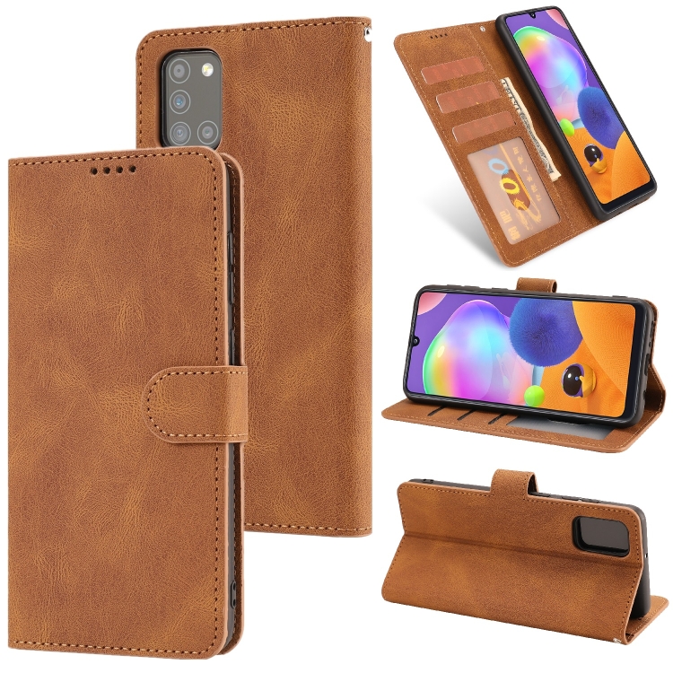 

For Samsung Galaxy A31 Fantasy Classic Skin-feel Calfskin Texture Magnetic Buckle Horizontal Flip PU Leather Case with Holder & Card Slot & Wallet(Brown)