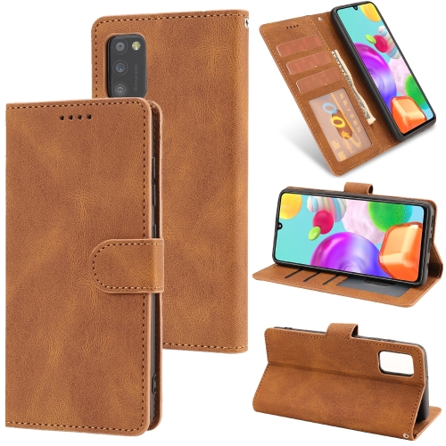

For Samsung Galaxy A41 Fantasy Classic Skin-feel Calfskin Texture Magnetic Buckle Horizontal Flip PU Leather Case with Holder & Card Slot & Wallet(Brown)