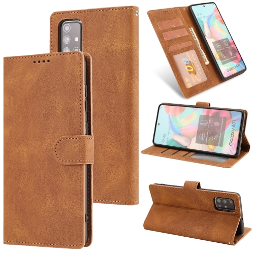 

For Samsung Galaxy A71 (5G) Fantasy Classic Skin-feel Calfskin Texture Magnetic Buckle Horizontal Flip PU Leather Case with Holder & Card Slot & Wallet(Brown)