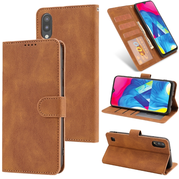 

For Samsung Galaxy M10 Fantasy Classic Skin-feel Calfskin Texture Magnetic Buckle Horizontal Flip PU Leather Case with Holder & Card Slot & Wallet(Brown)
