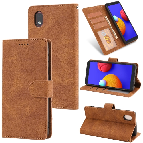 

For Samsung Galaxy A01 Core Fantasy Classic Skin-feel Calfskin Texture Magnetic Buckle Horizontal Flip PU Leather Case with Holder & Card Slot & Wallet(Brown)