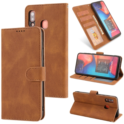 

For Samsung Galaxy A20 / A30 Fantasy Classic Skin-feel Calfskin Texture Magnetic Buckle Horizontal Flip PU Leather Case with Holder & Card Slot & Wallet(Brown)