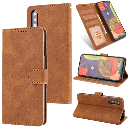 

For Samsung Galaxy A50s Fantasy Classic Skin-feel Calfskin Texture Magnetic Buckle Horizontal Flip PU Leather Case with Holder & Card Slot & Wallet(Brown)