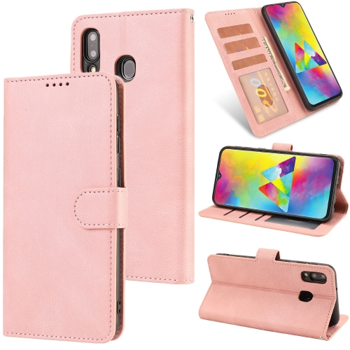 

For Samsung Galaxy M20 Fantasy Classic Skin-feel Calfskin Texture Magnetic Buckle Horizontal Flip PU Leather Case with Holder & Card Slot & Wallet(Pink)