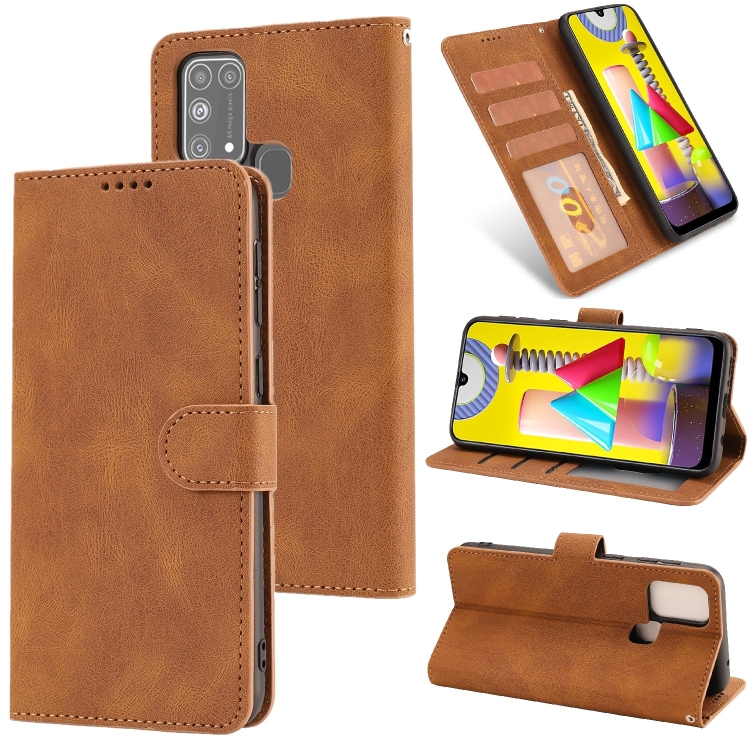 

For Samsung Galaxy M31 Fantasy Classic Skin-feel Calfskin Texture Magnetic Buckle Horizontal Flip PU Leather Case with Holder & Card Slot & Wallet(Brown)