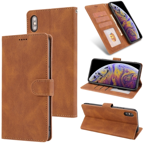 

Fantasy Classic Skin-feel Calfskin Texture Magnetic Buckle Horizontal Flip PU Leather Case with Holder & Card Slot & Wallet For iPhone XS Max(Brown)