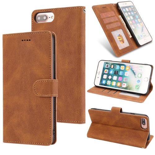 

Fantasy Classic Skin-feel Calfskin Texture Magnetic Buckle Horizontal Flip PU Leather Case with Holder & Card Slot & Wallet For iPhone 8 Plus / 7 Plus(Brown)