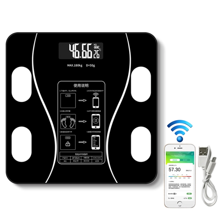 

Household Smart Body Fat Electronic Weighing Scale, USB Charging Version (Black)