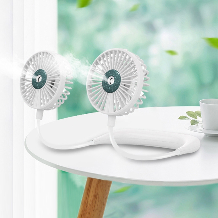 

Lazy Hanging Neck Spray Fan USB Charging Outdoor Sports Portable Folding Mini Fan (White)