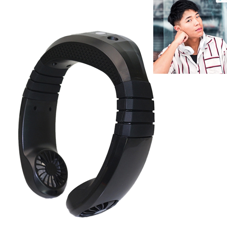 

USB Portable Hanging Neck Type Electric Fan + Bluetooth Speaker (Black)