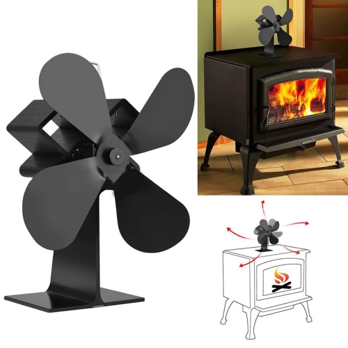 

4-Blade Aluminum Heat Powered Fireplace Stove Fan