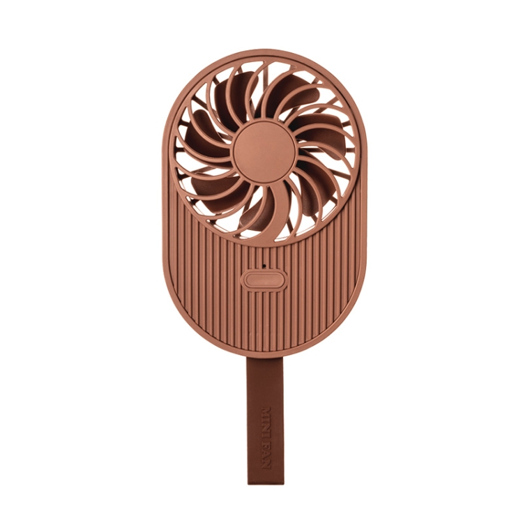 

LLD-17 0.7-1.2W Ice Cream Shape Portable 2 Speed Control USB Charging Handheld Fan with Lanyard (Brown)
