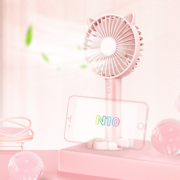 

N10 Multi-function Handheld Desktop Holder Electric Fan, with 3 Speed Control (Pink)
