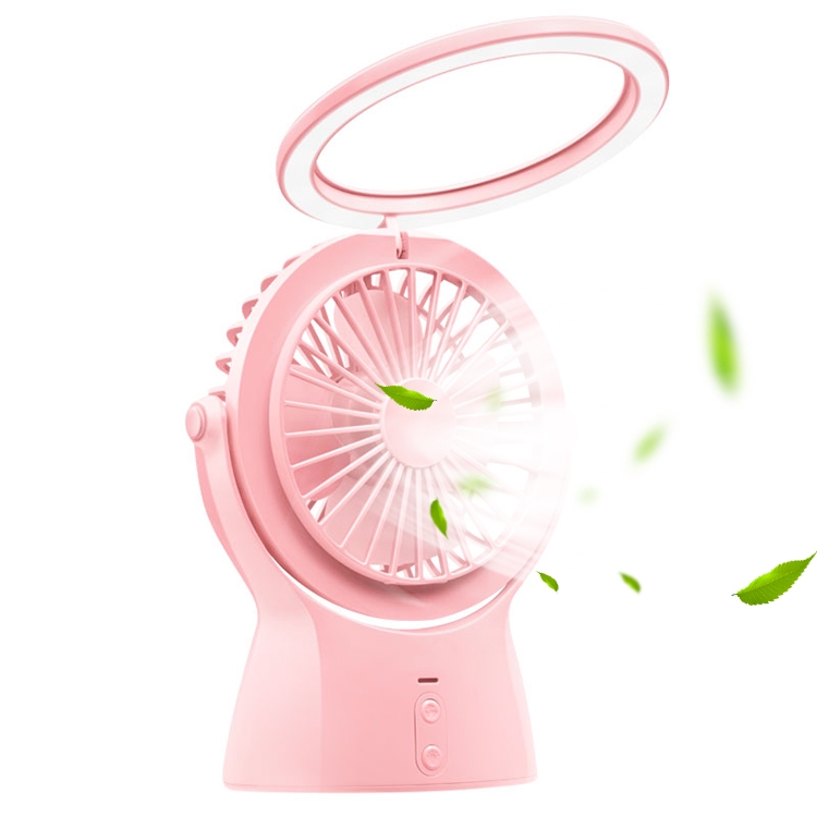 

S1 Multi-function Portable USB Charging Mute Desktop Electric Fan Table Lamp, with 3 Speed Control (Pink)