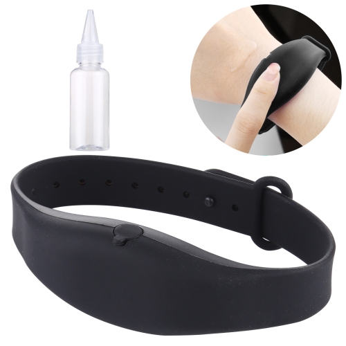 

30ml Portable Adjustable Silicone Liquid Soap Handwashing Fluid Split Bracelet (Black)