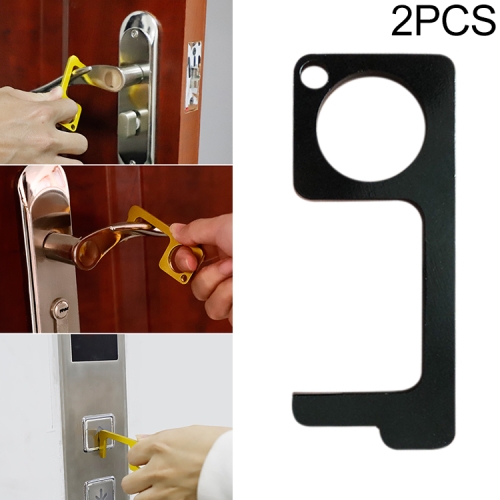 

2 PCS Portable Quarantine Virus Open Door Press Elevator Key Ring (Black)