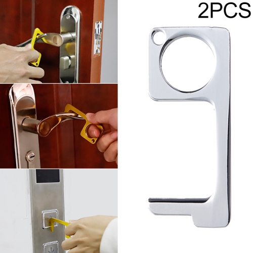 

2 PCS Portable Quarantine Virus Open Door Press Elevator Key Ring (Silver)