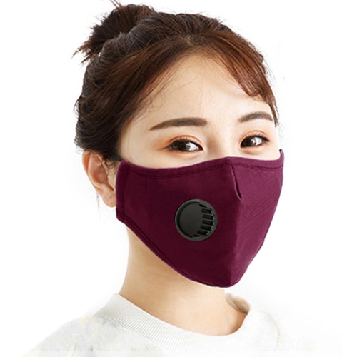 

5 PCS for Men Women Washable Replaceable Filter Breath-Valve PM2.5 Dustproof Face Mask(Dark Red)