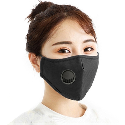

5 PCS for Men Women Washable Replaceable Filter Breath-Valve PM2.5 Dustproof Face Mask(Black)