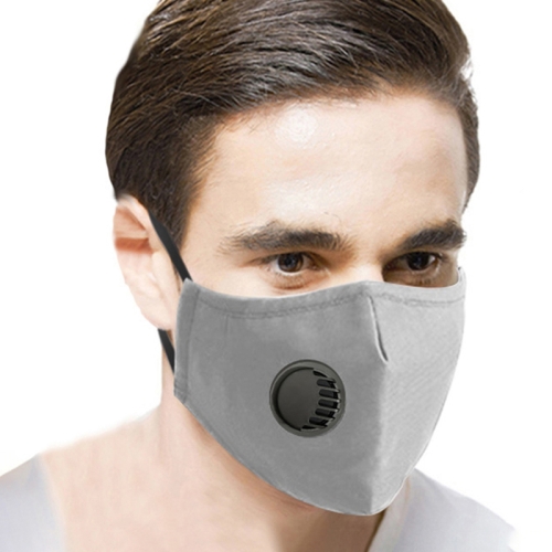 

5 PCS for Men Women Washable Replaceable Filter Breath-Valve PM2.5 Dustproof Face Mask(Grey)