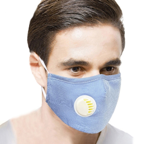 

5 PCS for Men Women Washable Replaceable Filter Breath-Valve PM2.5 Dustproof Face Mask(Blue)