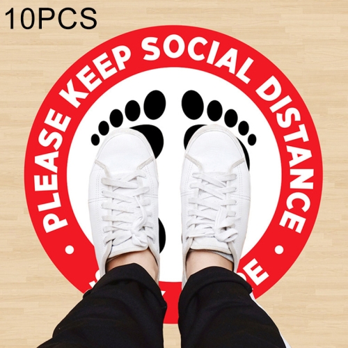 

10 PCS Self-adhesive Waterproof PVC Epidemic Prevention Social Distance Floor Stickers, Length：30cm