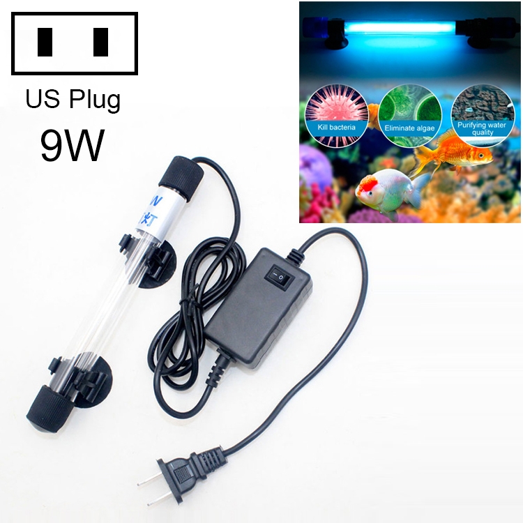 

2 PCS 110V 9W UV Ultraviolet Algae Disinfection Fish Tank Lamp, US Plug