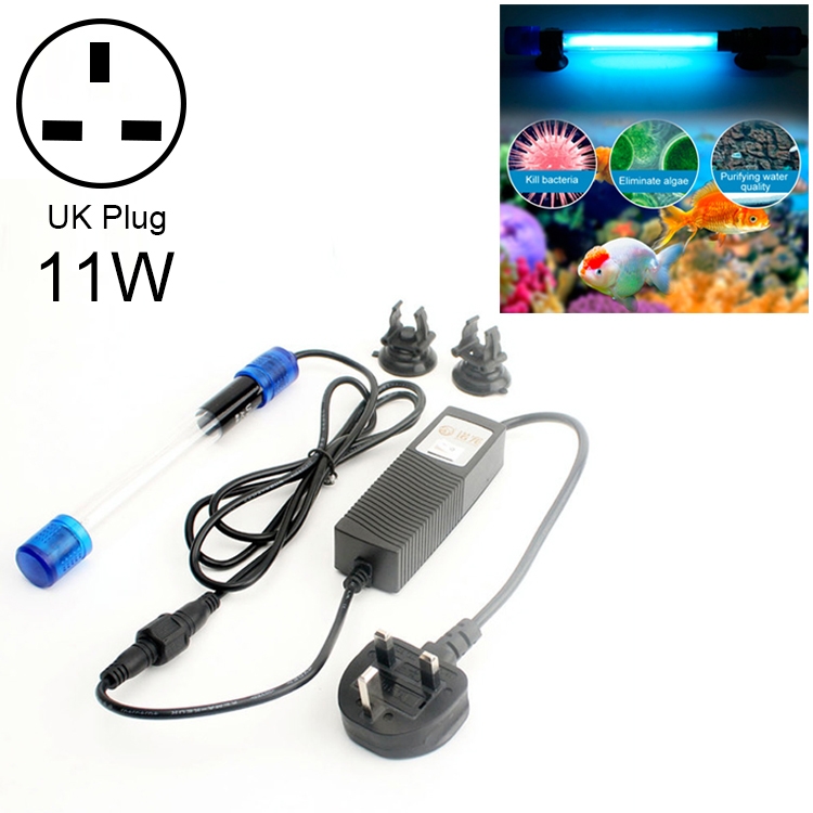 

2 PCS 11W UV Four-core Ultraviolet Algae Disinfection Fish Tank Lamp, UK Plug