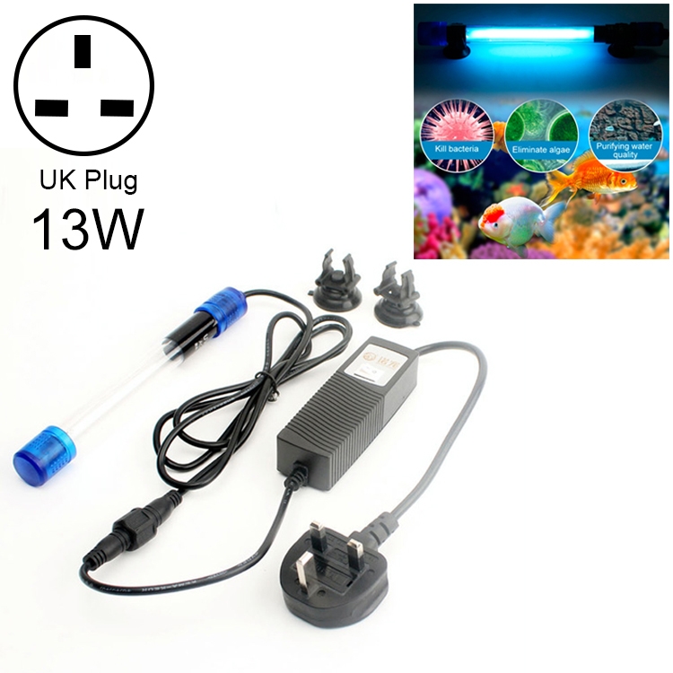 

2 PCS 13W UV Four-core Ultraviolet Algae Disinfection Fish Tank Lamp, UK Plug