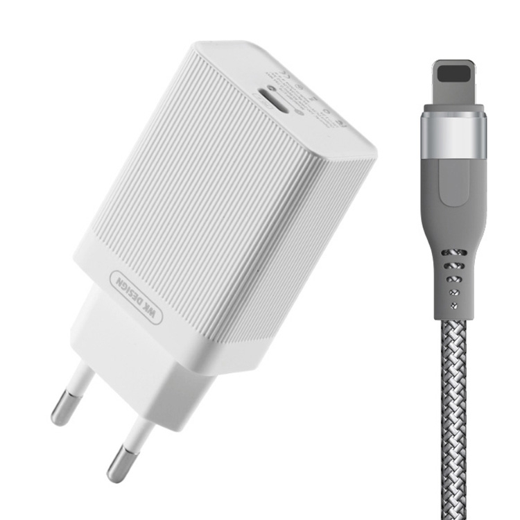 

WK WP-U76 Lochon Series 18W PD Single Port Quick Charging Travel Charger Power Adapter with Charging Cable, EU Plug