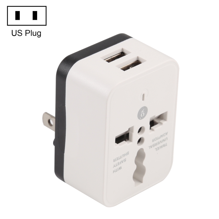 

WN-2018 Dual USB Travel Charger Power Adapter Socket, US Plug