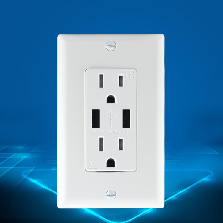 

PC Double-connection Power Socket Switch, US Plug, Round White UL 15A Double Plug