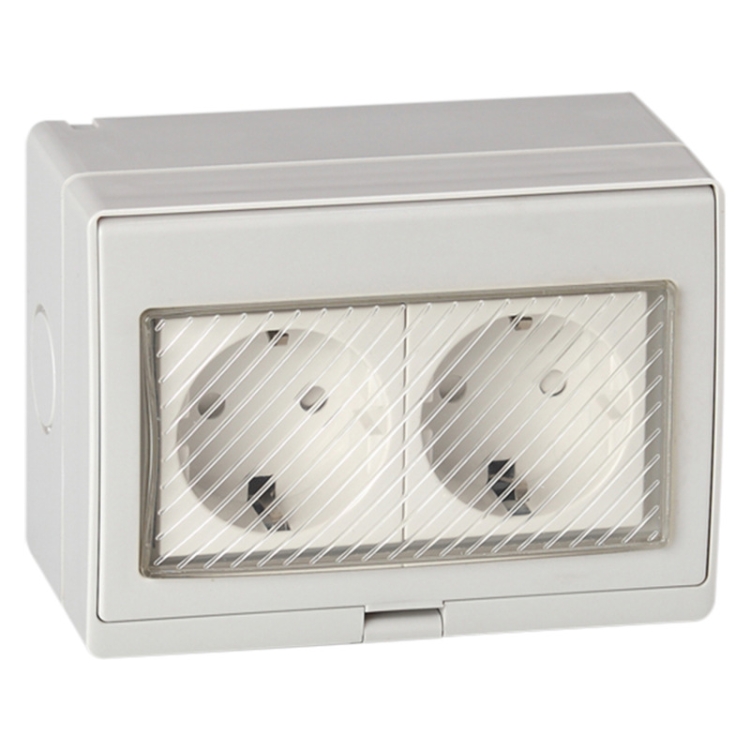 

Outdoor IP55 Waterproof Double-connection Socket, EU Plug
