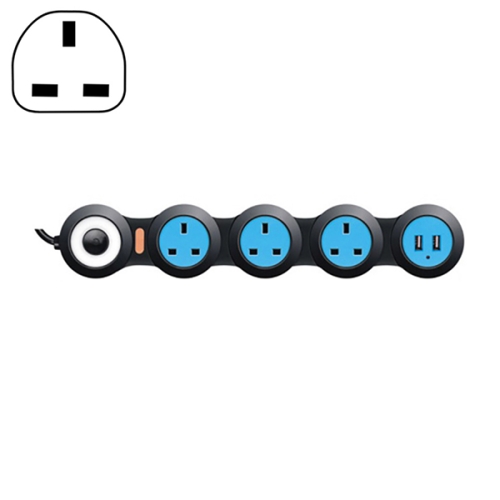 

Charging Plug-in Wiring Board Creative Rotary Towline Board 13A Deformed Socket with USB, UK Plug, 4-Bit Socket(Black)