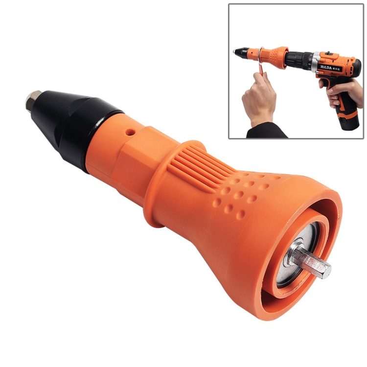 

220V Electric Rivet Nut Gun Cordless Drill Riveting Adapter Tool (Orange)