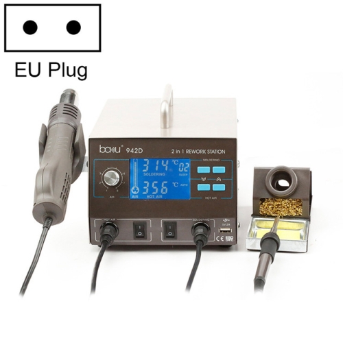 

BAKU BA-942D 220V 700W 2 in 1 Digital Display Adjustable Temperature Hot Air Gun Electric Soldering Iron Set, EU Plug