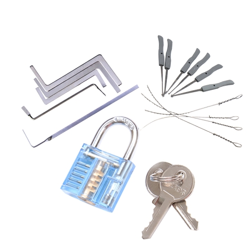 

17 in 1 Locksmith Tools Practice Transparent Lock Kit, Random Color Delivery
