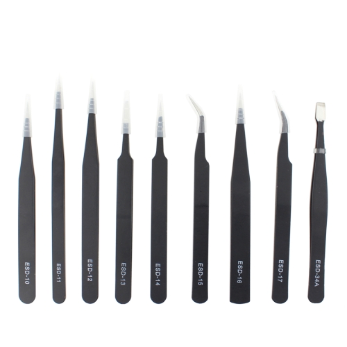 

JIAFA JF-8118 9 in 1 Anti-static Precision Tweezers Set with Bag(Black)