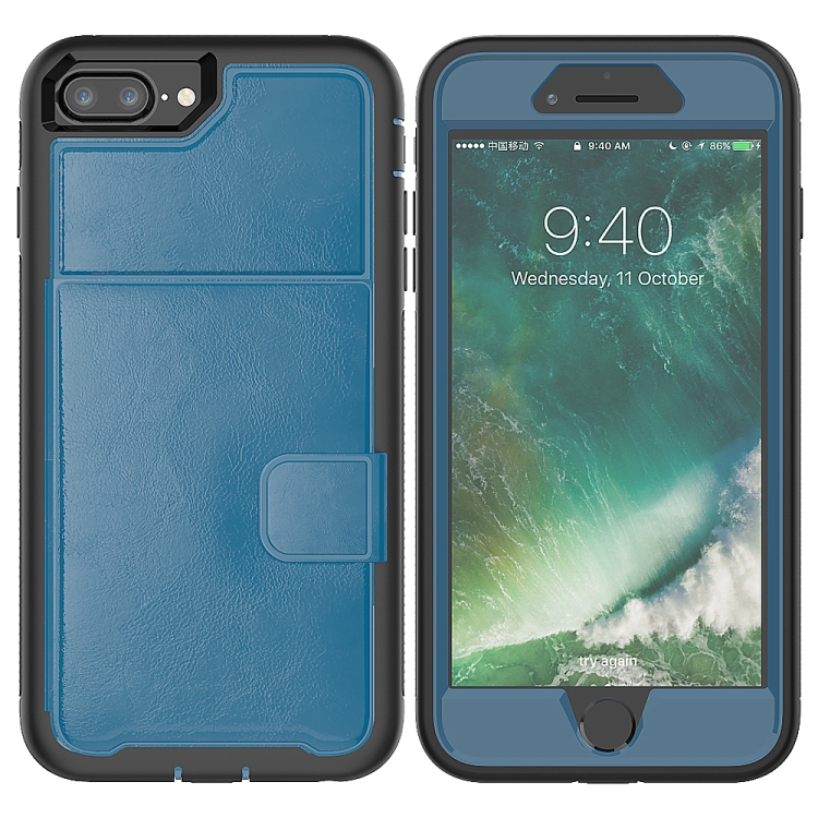 

Leather Protective Case with Holder & Card Slot For Galaxy S9 Plus(Blue)