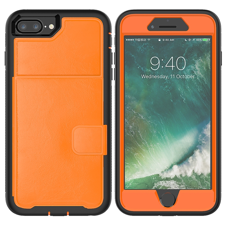 

Leather Protective Case with Holder & Card Slot For Galaxy S10 Plus(Orange)