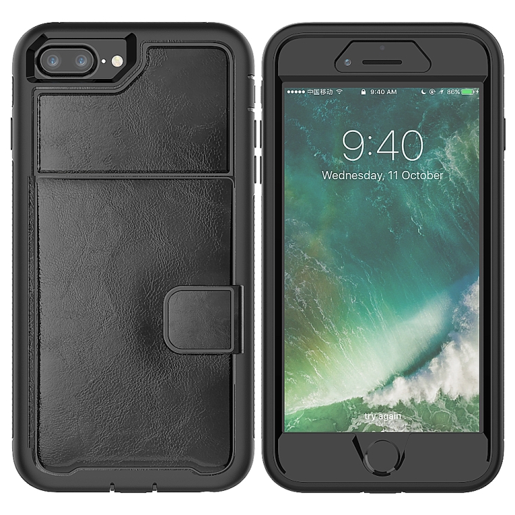 

Leather Protective Case with Holder & Card Slot For iPhone SE 2020 & 8 & 7(Black)