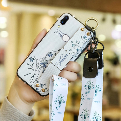 

Fashion Cloth Texture TPU Protective Case with Wristband & Holder & Lanyard For Galaxy S8 Plus(Myosotis Sylvatica Pattern)