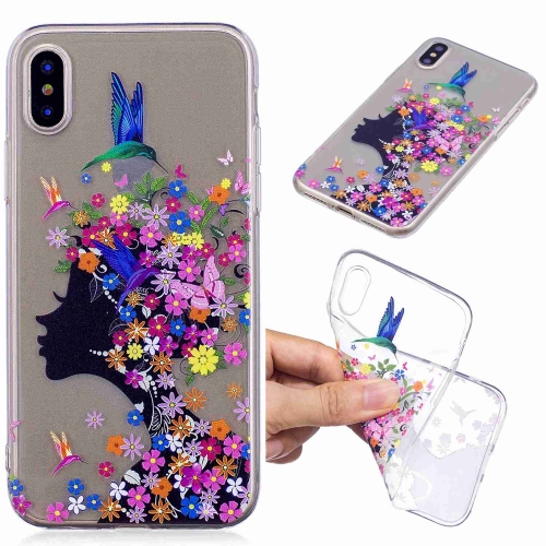 

Painted TPU Protective Case For iPhone X & XS(Floral Girl Pattern)