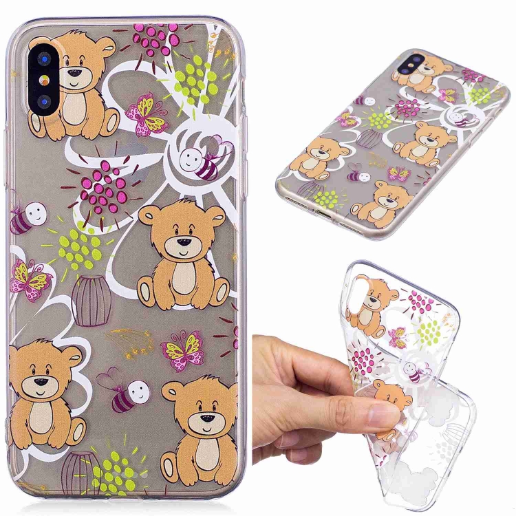 

Painted TPU Protective Case For iPhone X & XS(Brown Bear Pattern)