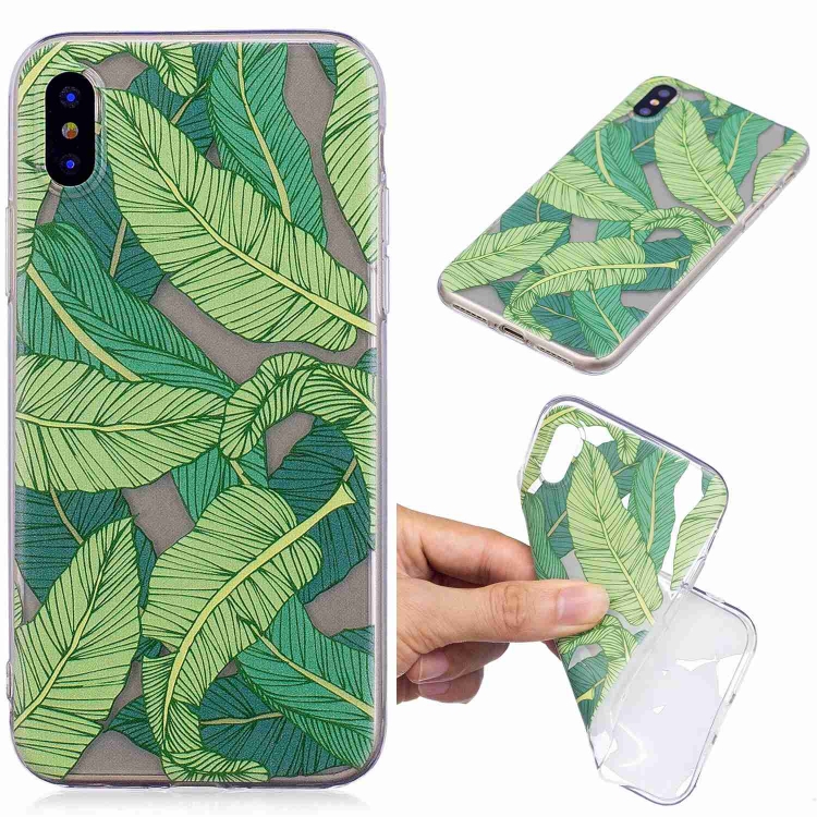 

Painted TPU Protective Case For iPhone X & XS(Banana Leaf Pattern)